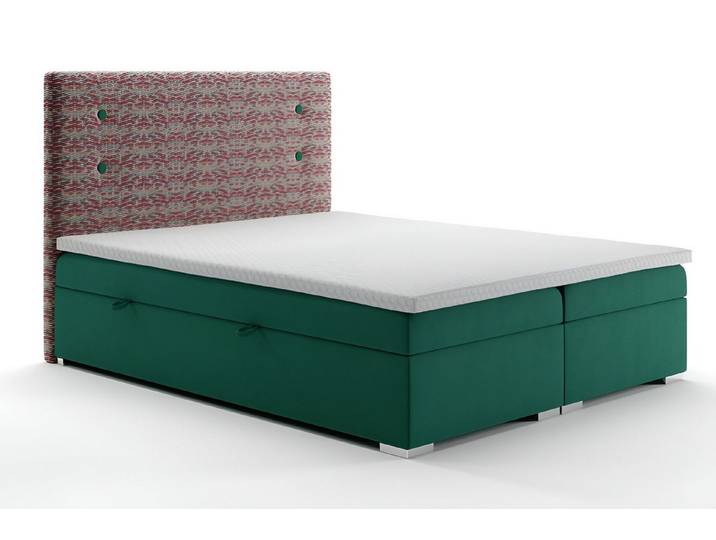 JVmoebel Boxspringbett Hotel-Boxspringbett mit Matratze, Topper und Bettkasten in Grün (1-St)