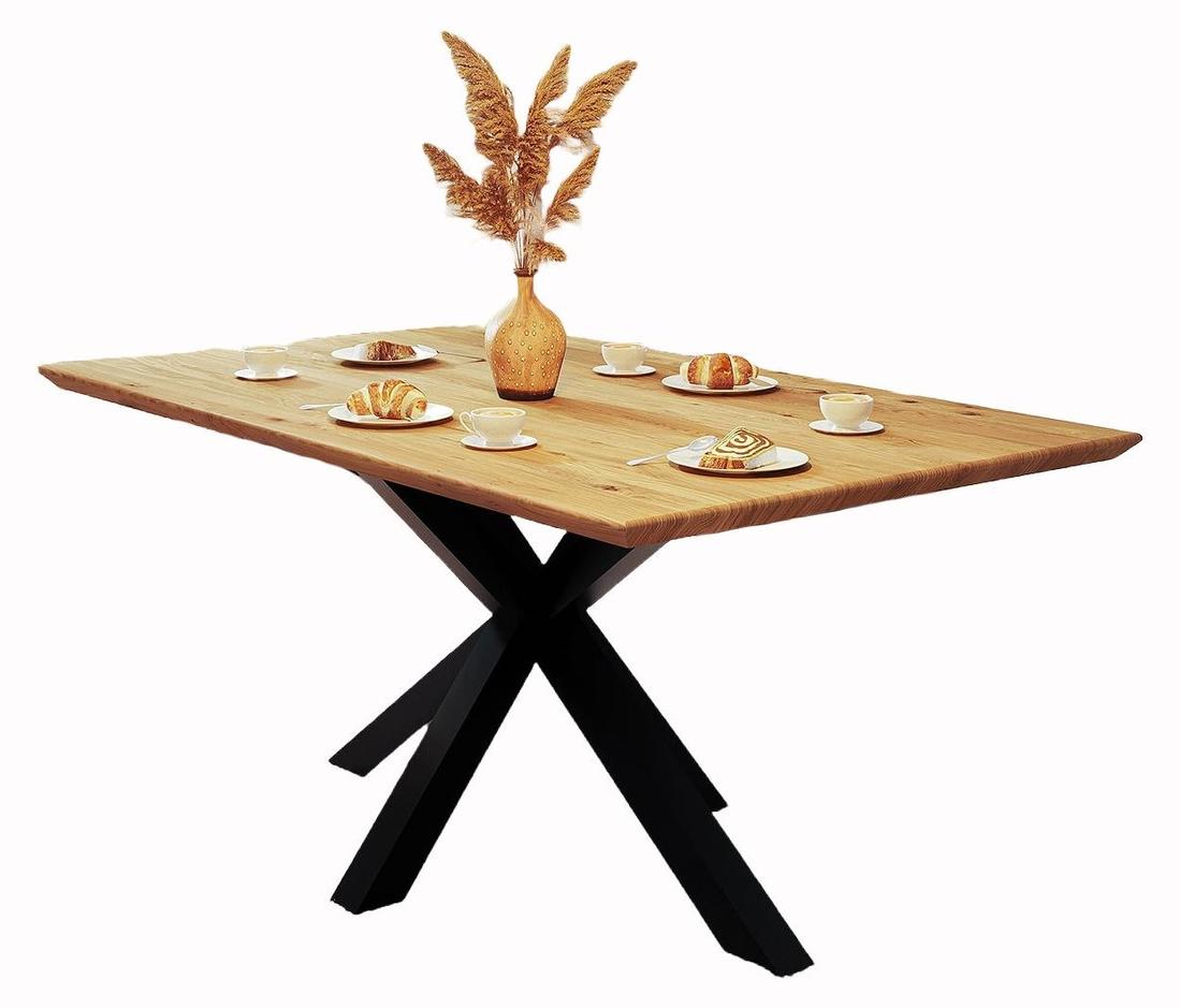 Esstisch Swiss Cant Adao Wildeiche 160x100 cm Tisch Schweizer Kante X-Gestell