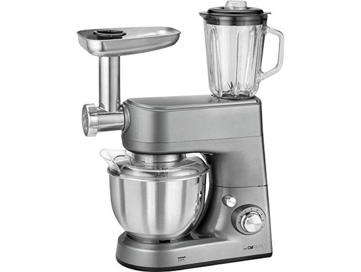 Clatronic KM 3648 leistungsstarke multifunktionale Küchenmaschine, 1000 W, 5 L Edelstahlrührschüssel, titan