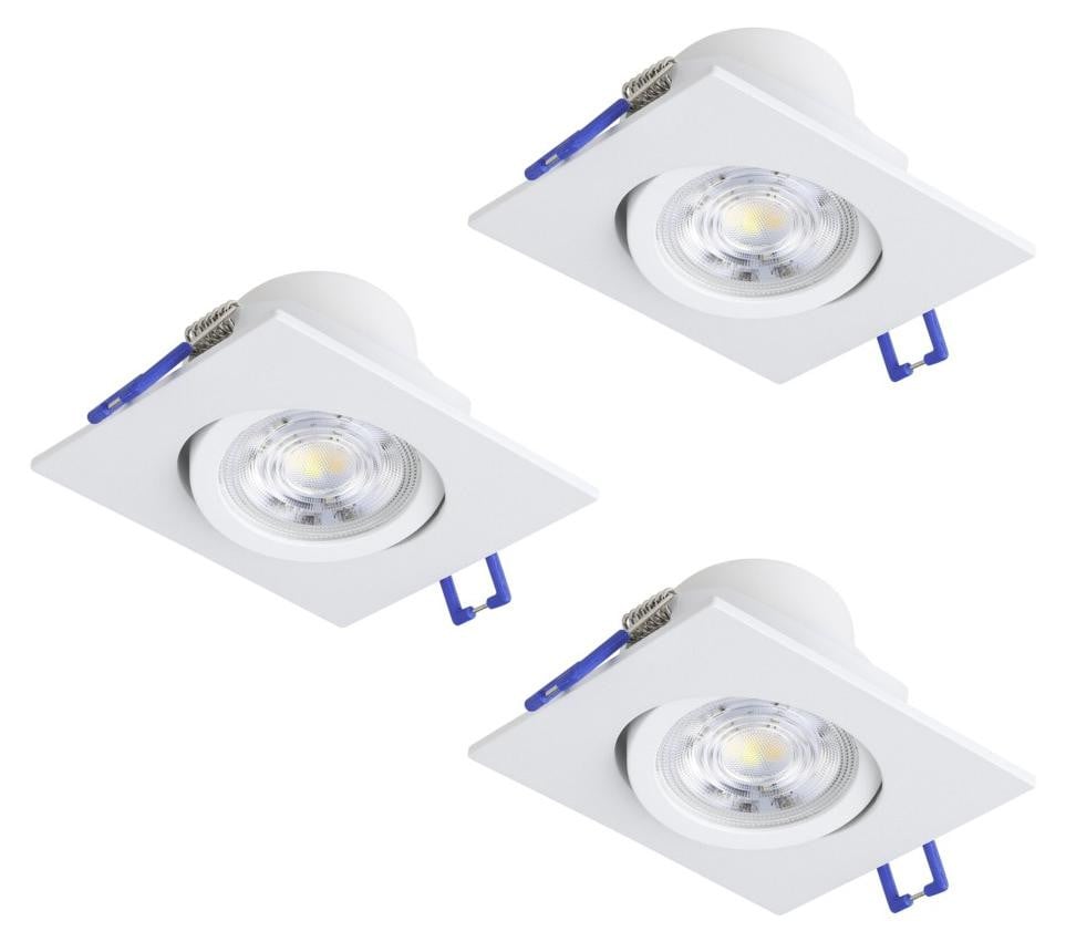 Eglo Saliceto Set van 3 LED Inbouwspots Wit Vierkant