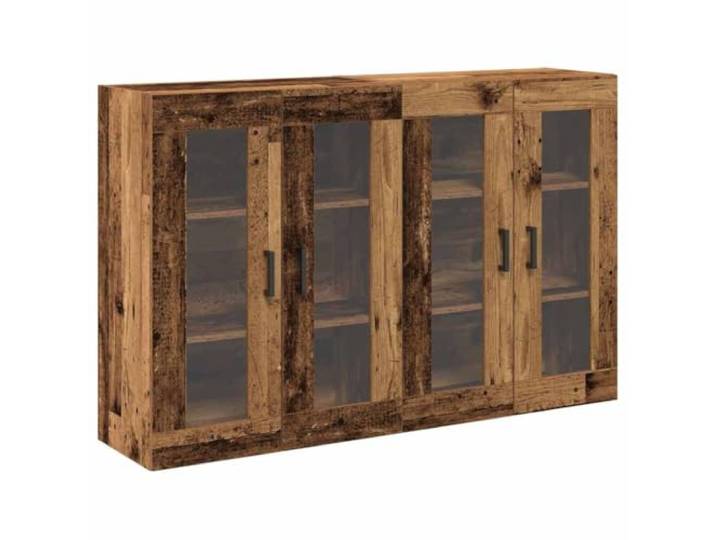 KPOTUERTU Wandschränke 2 STK Altholz 69,5 x 34 x 90 cm Holzwerkstoff Glastüren, Brett-Regale, schlanke Griffe, pflegeleicht, Wohnzimmer, Bücher, Deko, Küchenutensilien