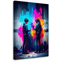 LEINWANDBILD Banksy Graffiti Street Art Abstrakt 60x90cm