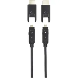 SpeaKa Professional Glasfaser / HDMI Anschlusskabel HDMI-A Stecker, HDMI-Micro-D (10 m), Videokabel, Schwarz
