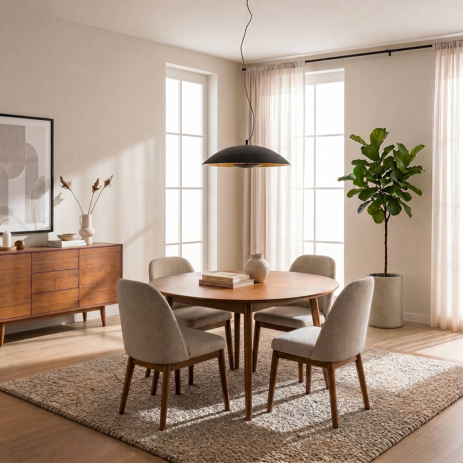 Hängelampe Emilienne Lindby, dimmbar, schwarz, für Wohn- / Esszimmer, Metall, Modern, Pendelleuchte
