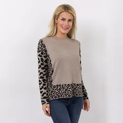 EVA LUTZ Pullover mit Stehkragen Jacquardstrick leger weit