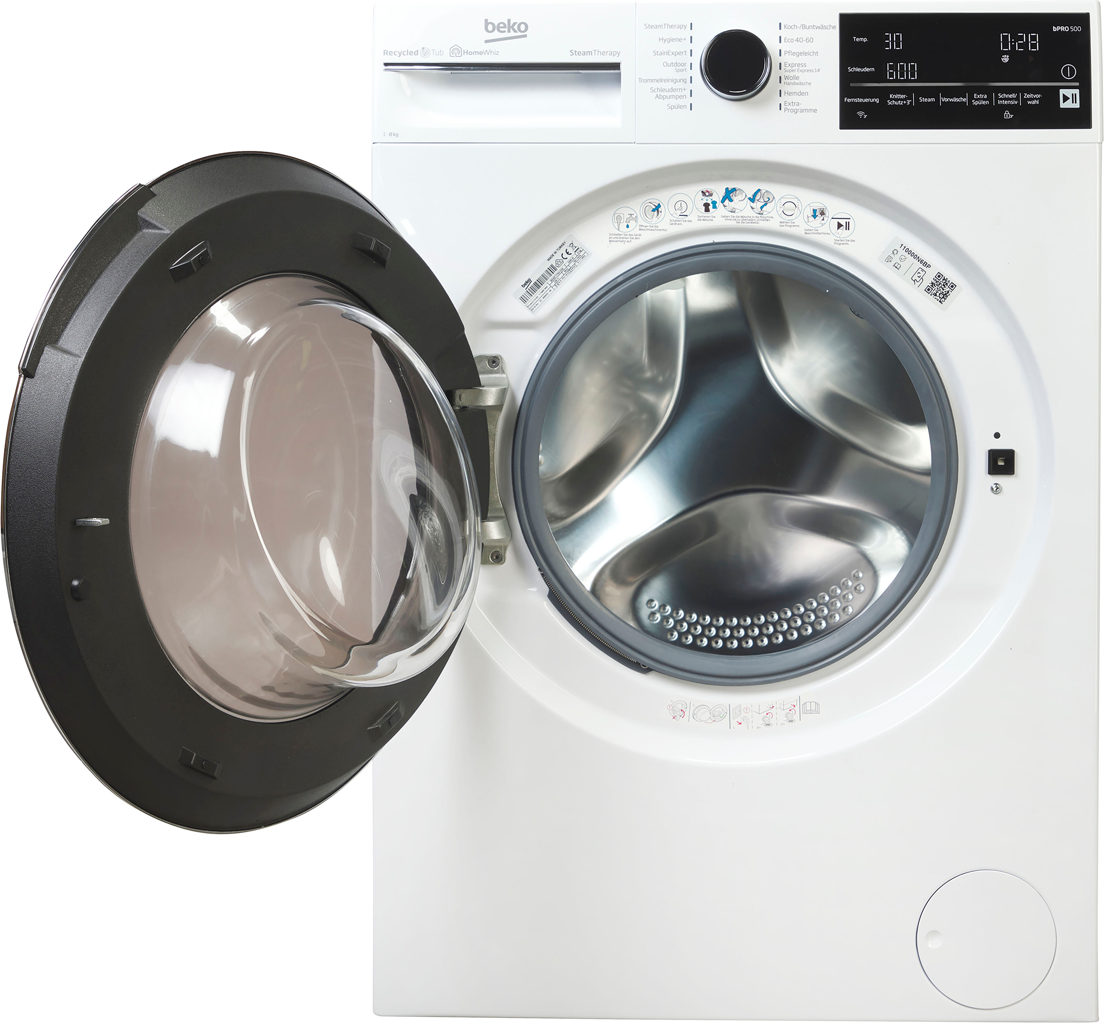 Beko Waschmaschine "B5WFT78410W", Energieeffizienz: A, weiß, B:60cm H:84cm T:58cm, Waschmaschinen, Dank SteamCure beseitigt Dampf Flecken und reduziert Falten, Waschmaschine