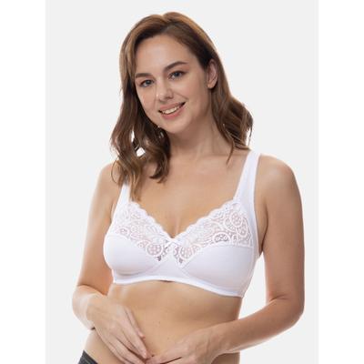 Bügelloser BH DORINA "Georgina", Damen, Gr. 85, Cup E, weiß, Jersey, Obermaterial: 75% Baumwolle, 19% Polyamid, 6% Elasthan, unifarben, BHs, mit Spitze, stützendes Unterbrustband, Full-Cup