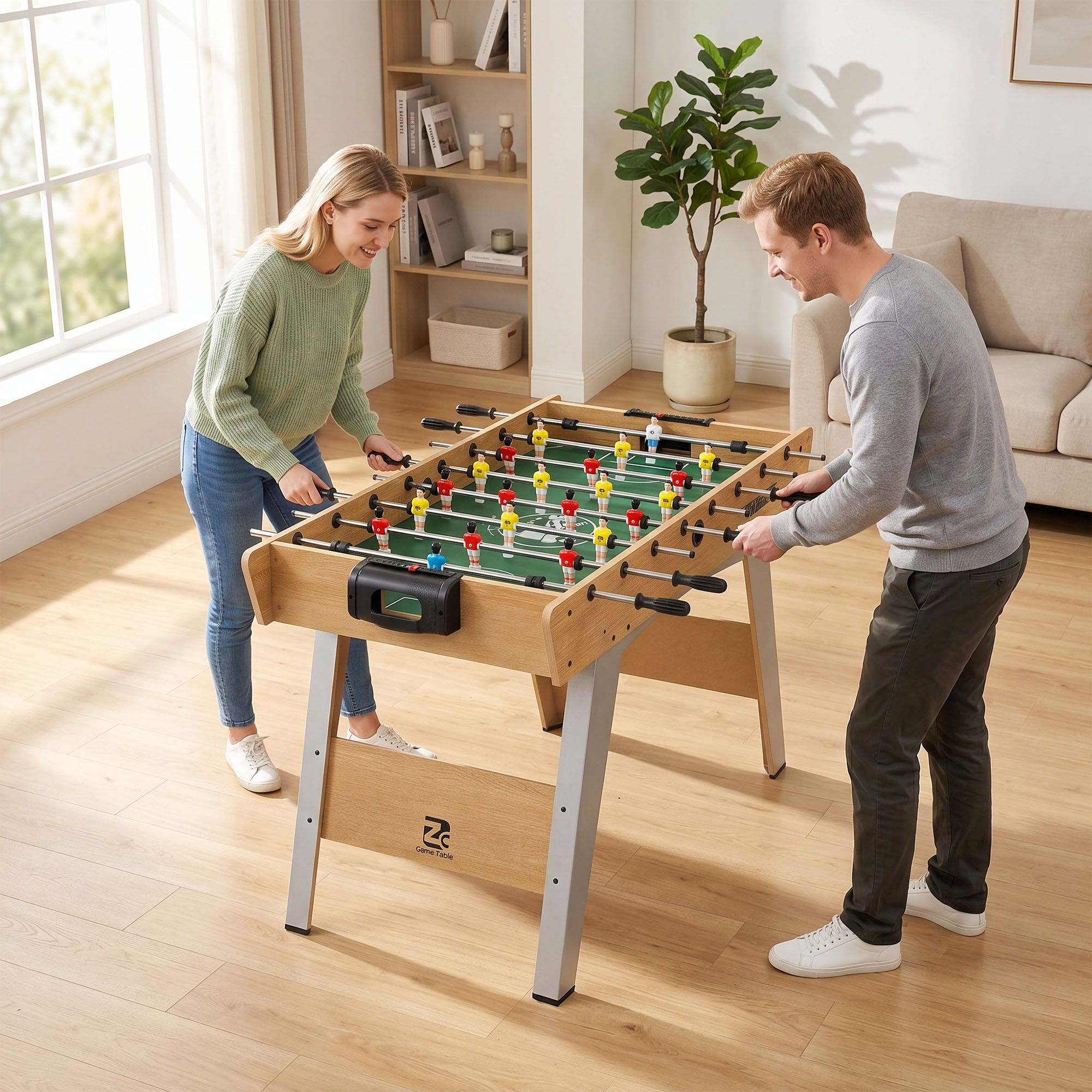 Altro Calcio Balilla, Tavolo 121 Cm, 22 Giocatori, Segnapunti Manuali, Legno Naturale