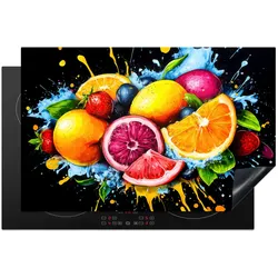 HERDABDECKPLATTE Obst - Graffiti - Bunt - Orange - Erdbeere - Abstrakt Induktionsschutz 81.6x52.7 cm
