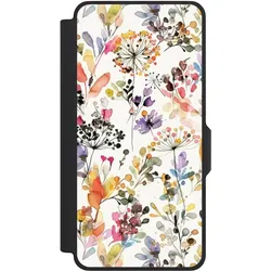 Nivocase Klapphülle für Samsung Galaxy S26+ Handyhülle aus Kunst Leder NIVOflip schwarz Blume Muster (Samsung Galaxy S26+), Smartphone Hülle, Schwarz