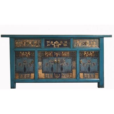 OPIUM OUTLET Möbel Kommode Schrank Sideboard Hochzeitsschrank "Oceanflowers" 34372-4 blau asiatisch chinesisch orientalisch