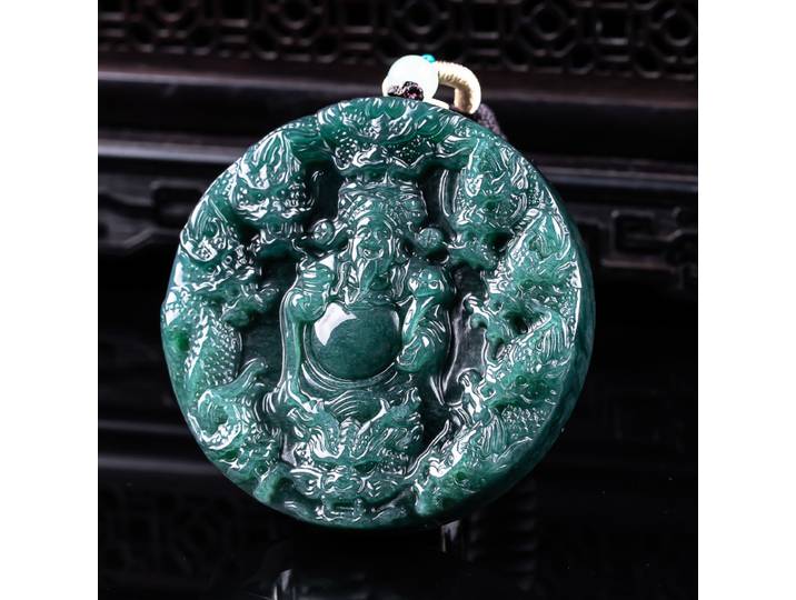 Collier pendentif Jadeite du Myanmar, Dieu de la richesse, pierre précieuse naturelle, bijoux authentiques, breloque en pierre, cadeaux pour femmes, talismans en jade birman.