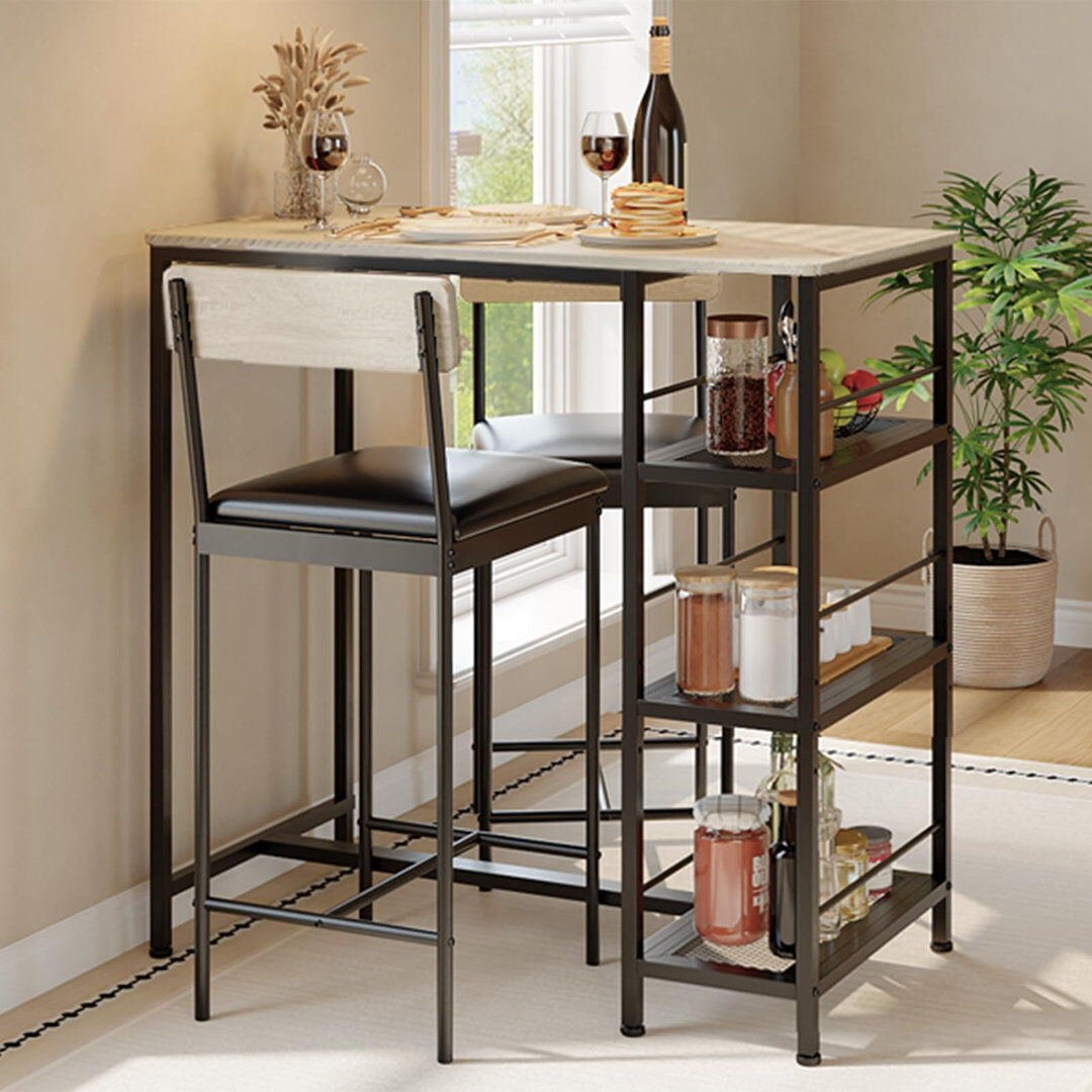 Brayden Studio 2 -Person Dining Set Gray / Black/Gray/Gray