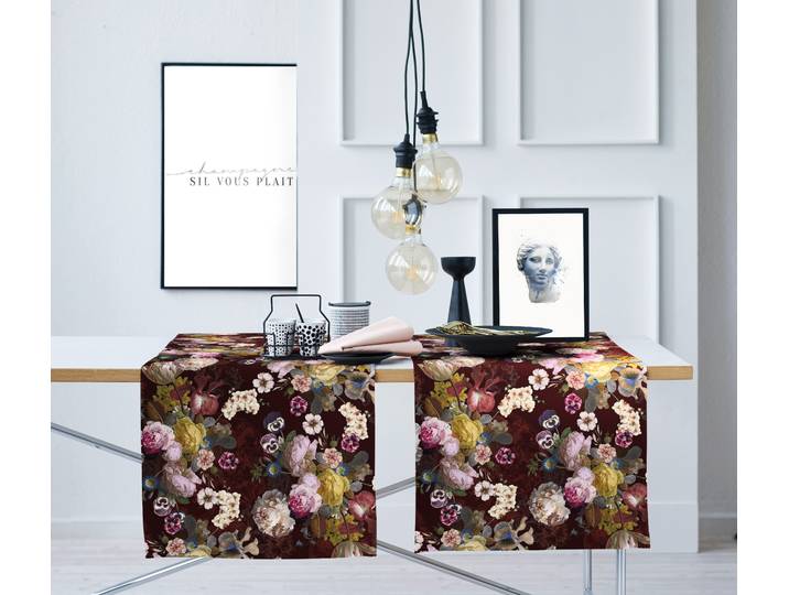 Chemin de table Automne type B 48 x 0 x 140cm Mauve/Aubergine