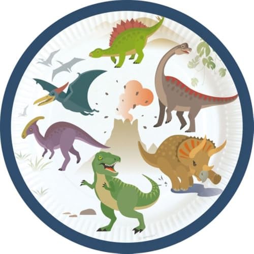 Amscan Eco Happy Dinosaur papieren borden, 8 stuks