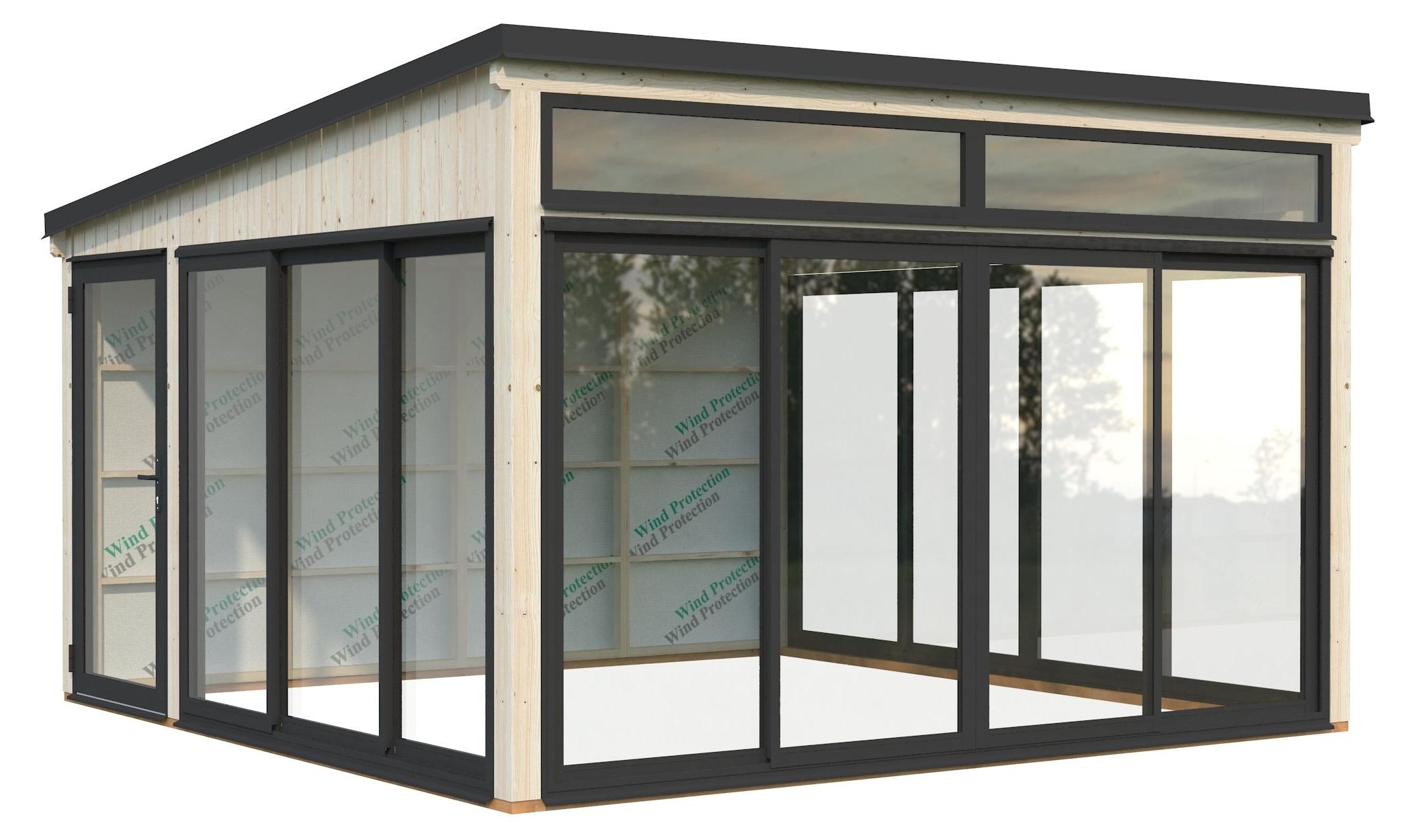 Palmako Glashaus Saga 16,6 m² Slide Plus transparent tauchgrundiert