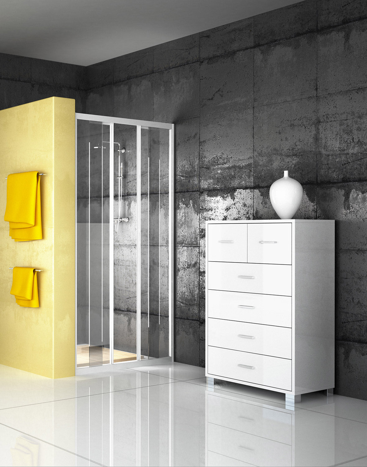 giordanoshop Mobile 4+2 Cassetti 70x112x41 cm Bianco Fiammato...