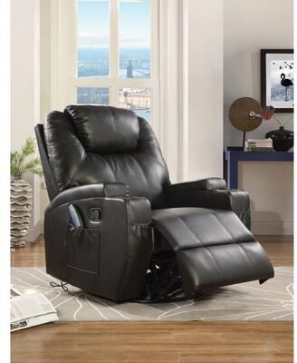CDecor Worthington Black Rocker Recliner with Swivel Base