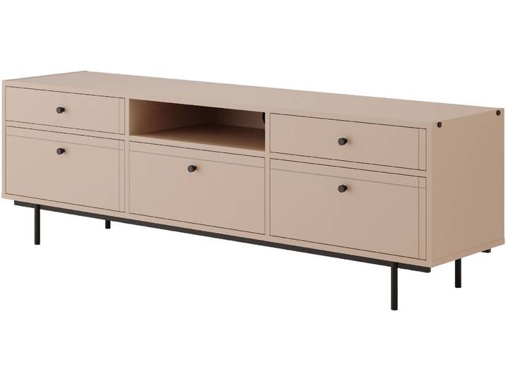 TV-Board HOME AFFAIRE, beige (macchiato), B:180,7cm H:57cm T:42cm, Sideboards, TV-Board, Modernes Design mit pulverbeschichtetem Metallgestell