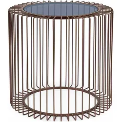 Beistelltisch Kieran aus Metall und Glas, modern, rund, braun, Ø 50 cm