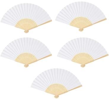 Inspired Finds 7 In Chinese Style Blank Folding Hand Fan For Calligraphy And Painting 5pcs