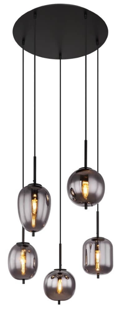 Globo Blacky Hanglamp zwart 5-lichts