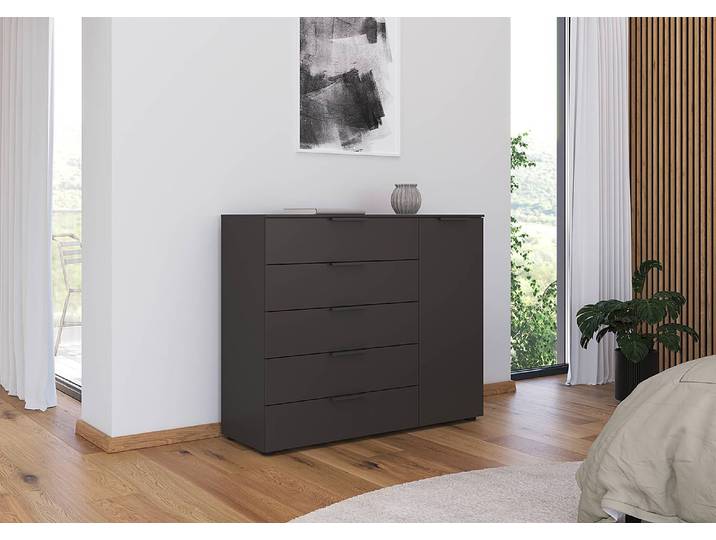 Commode Flipp à 1 porte 120 x 100 x 42cm Gris/Graphite