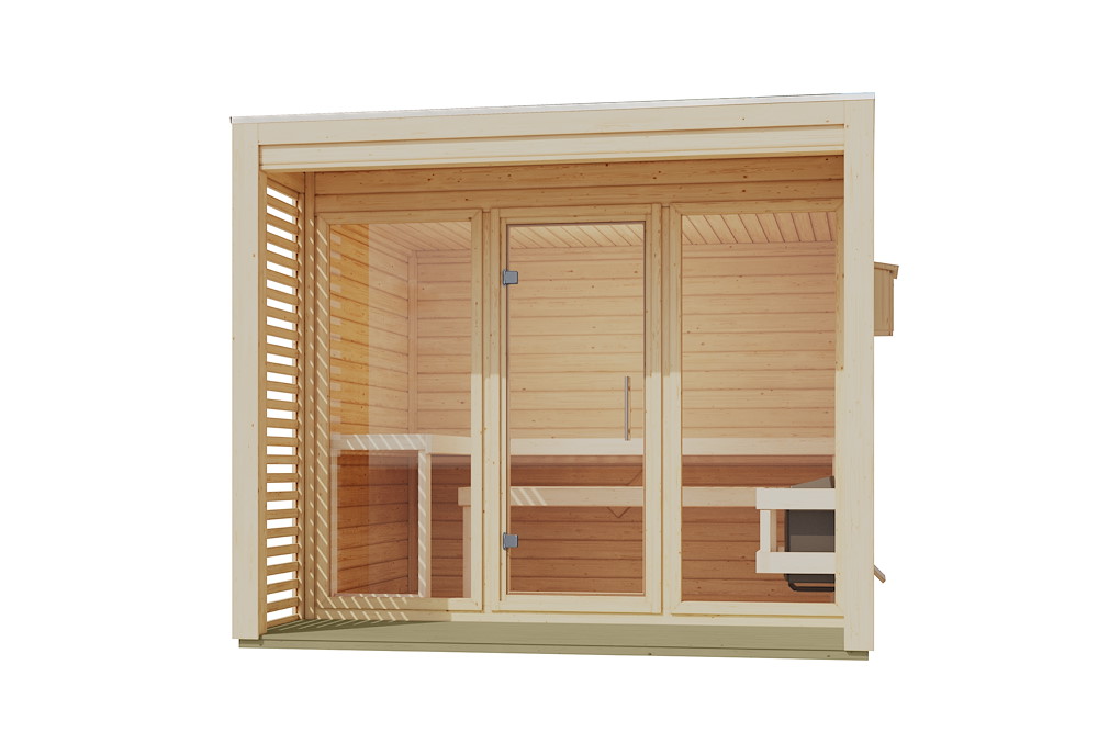 KARIBUHOLZT Sauna Angkor 3 Ofen 11 KW ext. Strg natur m.Isoliertür 16989924
