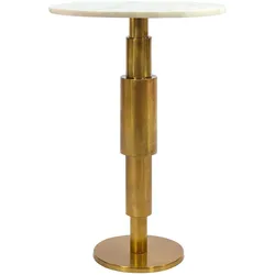 FineBuy, Couchtisch + Beistelltisch, Beistelltisch Marmor Dekotisch Wohnzimmertisch Sofatisch Anstelltisch Metall Alu (37 x 59 cm)