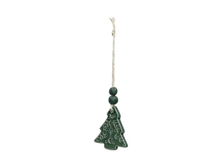 Hanger, porselein, kerstboom, groen