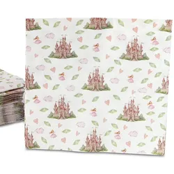 ECOFIESTA 240 Stück Servietten Prinzessin 33x33cm umweltfreundlich - Saugfähige Party-Servietten Kindergeburtstag - Papier-Servietten stilvoll