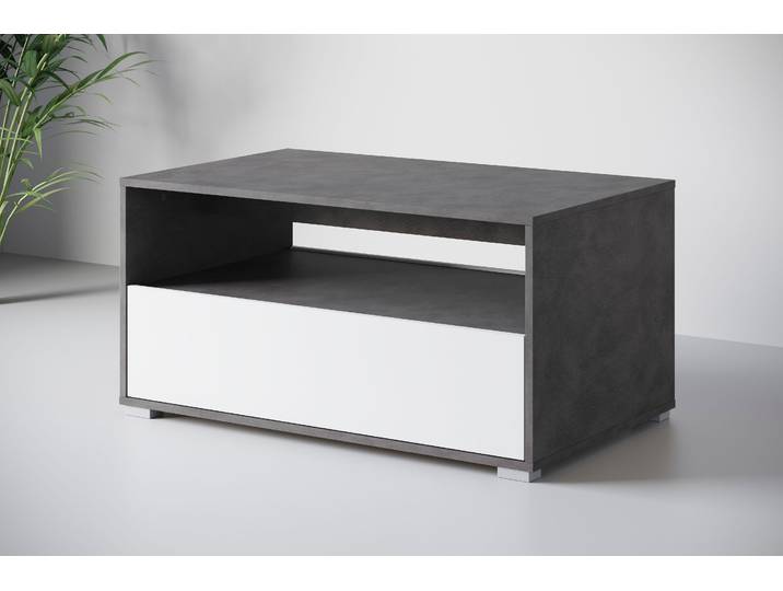 Couchtisch HOME AFFAIRE Kenia , schwarz-weiss (matera anthrazit, weiß matt), B:90cm H:45cm T:55cm, Tische, Couchtisch, Rechteckiger Kaffeetisch, 90x55 cm, mit offenem und geschlossenem Fach