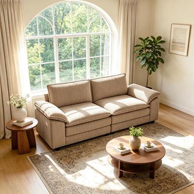 DREAMSIDEA Modular Sectional Sofa Corduroy Upholstered Armchair Set