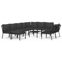 vidaXL, Gartenlounge, Elsenia (Eckteil + 4x Mittelteil + 4x Stuhl + 2x Fussstütze)