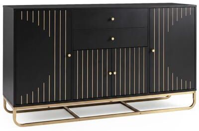 Costway Modern Buffet Sideboard Cabinet w/ 2 Drawers & Adjustable Shelves for Dining Room-Black