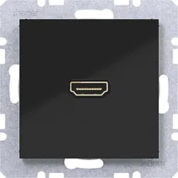 Hager WAF4380BG High Definition Steckdose HDMI mit 90° Steckanschluss, A.x/C.x, n.schwarz glänz