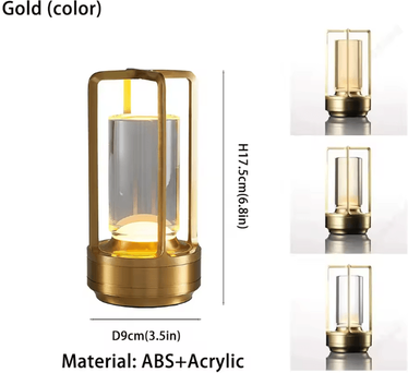 Uplift Curations Cordless LED Table Lamp Industrial Style Rechargeable Desk Light Portable Ambient Lamp For Home Outdoor Camping Decor gold