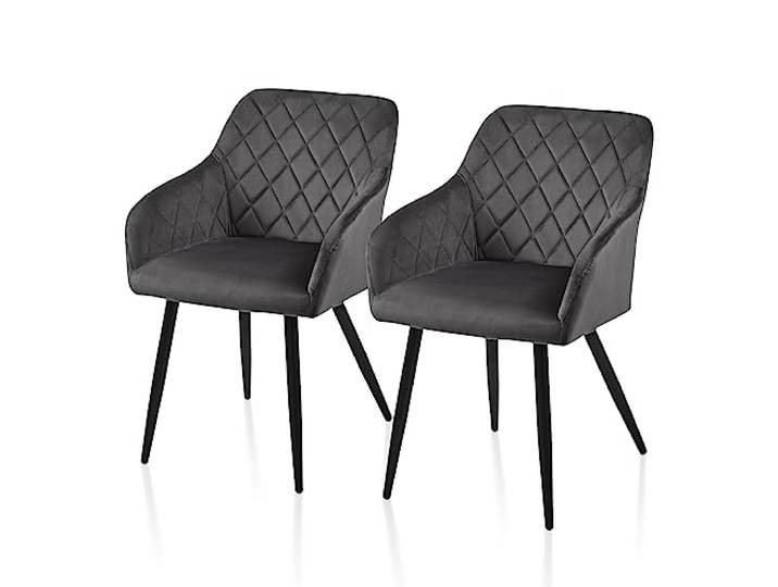 TUKAILAI Esszimmerstühle 2er Set, Küchenstühle Samt,Polsterstühle Wohnzimmerstühle Sessel mit Armlehnen Rückenlehne Metallbeinen, für Küche Esszimmer Wohnzimmer, bis 120kg