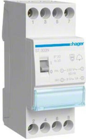 Hager Transformateur de sonnette avec interrupteur 8VA 230/8V ST303N (ST303N)