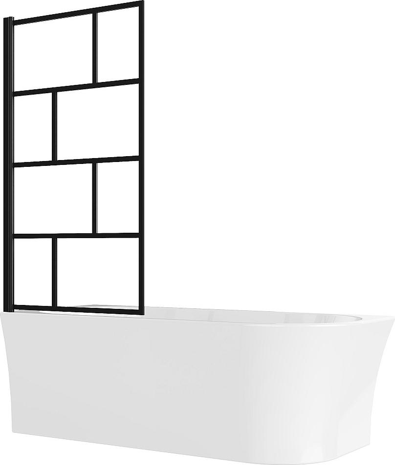 Duschbadewanne mit schwenkbarer Duschtrennwand - Weiß - 240 L - Ecke links - ANIKA