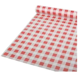 Papstar Tischdecke aus Folie 50 m x 80 cm Karomuster rot-weiß rot, 80 cm