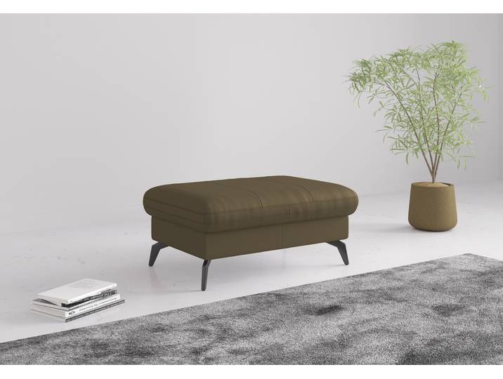 Polsterhocker SIT & MORE Morris Jubi , grün (olive), B:103cm H:44cm T:69cm, Hocker, Polsterhocker, in Echtleder