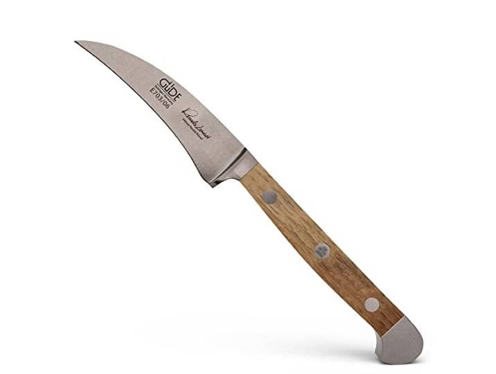 GÜDE Solingen - Schälmesser geschmiedet, 6 cm, Fasseichenholz, ALPHA FASSEICHE, Tourniermesser, Doppelkropf, Handmade Germany