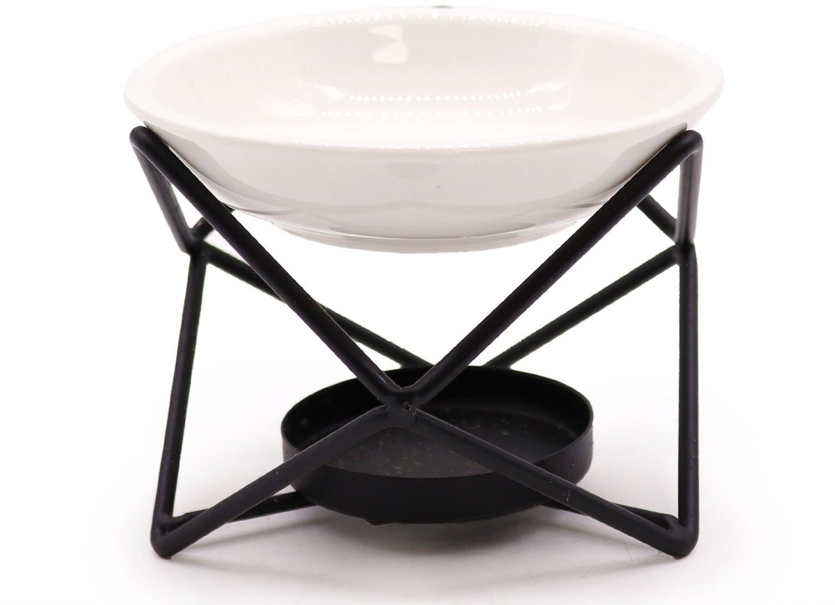 Set van 4 zeshoekige keramische en metalen standaard voor tealights