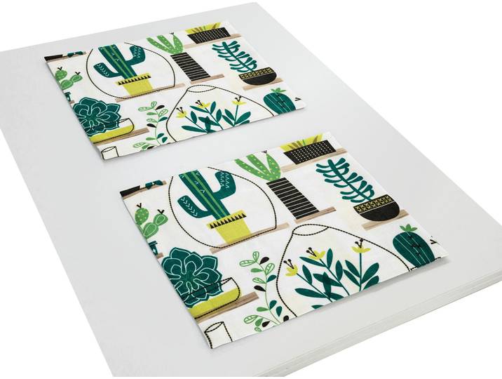 Platzset WIRTH OAKHAM Gr. 1, beige (natur, grün), B:40cm L:35cm, Obermaterial: 100% Polyester, Platzsets, Platzset