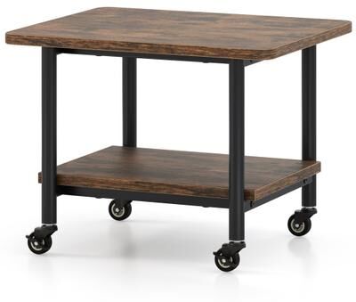 Costway Under Desk Printer Stand with 360° Swivel Casters-Brown