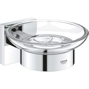 GROHE Seifenschale Start Cube 41096000, transparent, zum Bohren, aus Glas, 11 x 12,5 cm