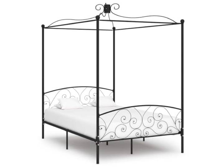 RJPLMFV Himmelbettgestell, Metall, Schwarz, 120 x 200 cm Ohne Matratze, Lattenrost inklusive, robust und langlebig, für stilvolles Schlafzimmer