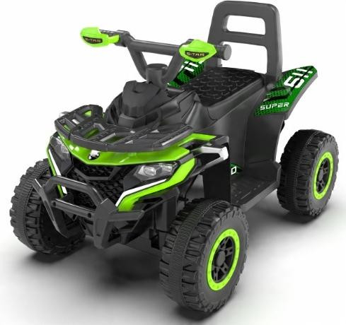 Just Drive Quad 912 Elektrische mini-accu voor kinderen met MP3-speler en groene lichteffecten