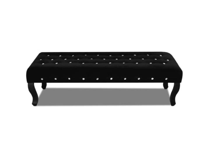 KGHFDVB Sitzbank 157 x 45 x 48 cm Schwarz Samtstoff mit Kristallknöpfen Bezug 70% Polyamid 30% Polyester, Beine Kiefernholz, Knöpfe Acryl 2,5 cm, Gesamtgröße 157 x 45 x 48 cm, für Schlafzimmer